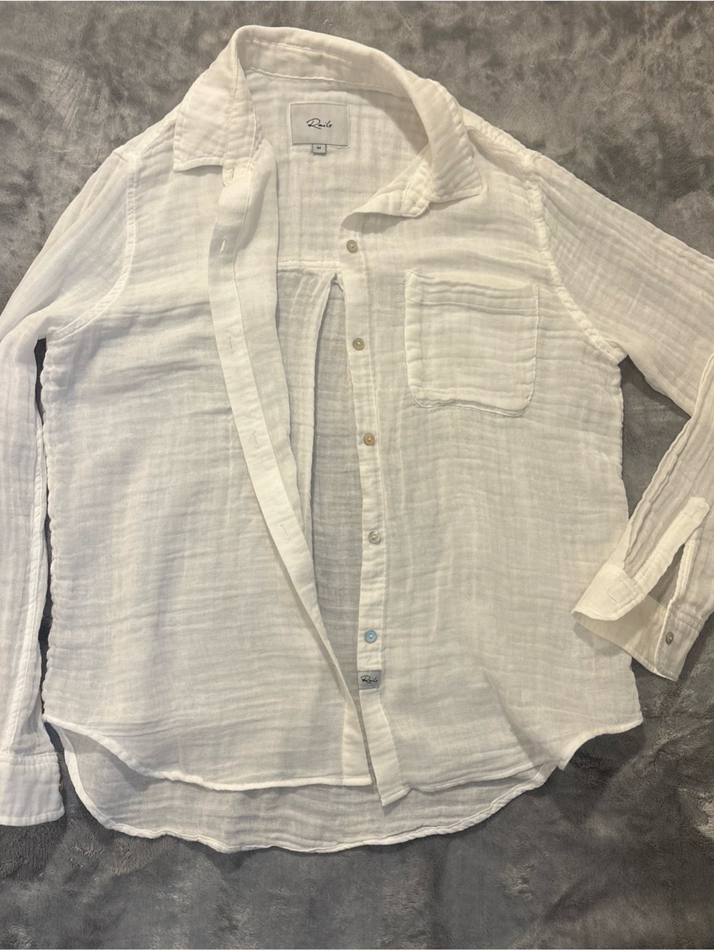 Rails Ellis White Gauze Cotton Shirt Sz Medium Summer Beachy Layering